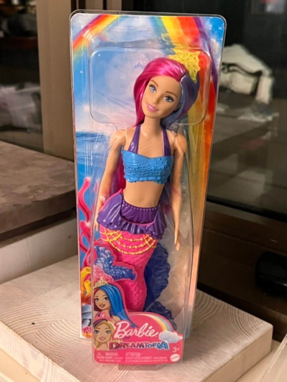 🔥 MINT NIB Barbie Dreamtopia Mermaid Doll Pink/Blue Hair Tiara Bilingual Rare